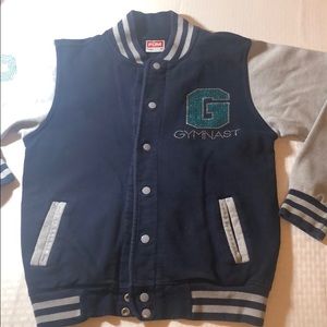 Letterman Gymnastic Jacket. Navy blue/gray.
